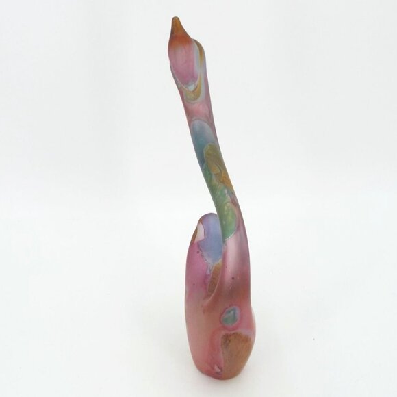 Rueven Nouveau Art Glass Hand Painted Satin Swan Figurine Paperweight - Picture 4 of 12